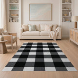 Geometric Modern Bold Black White Checkered Area Rug