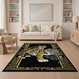 Black Gold Dual Tiger Oriental Area Rug