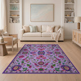 Traditional Persian Purple Floral Traditional Persian Area Rug