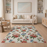 Blush Rose Daisy Floral Pattern Area Rug