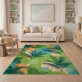 Geometric Palm Frond Area Rug
