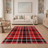 Bold Red Black Tartan Plaid Area Rug