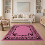 Ornate Pink Filigree Border Rug