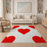 Red Playful Red Hearts Scatter Area Rug