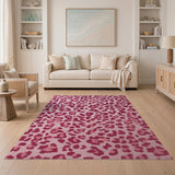 Boho Chic Pink Leopard Print Tufted Area Rug