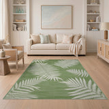 Green Fern Leaf Coastal Area Rug