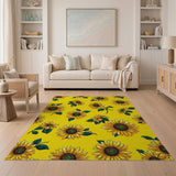 Floral Vintage Yellow Vibrant Yellow Sunflower Pattern Area Rug