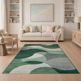 Abstract Area Green Abstract Green Wave Area Rug