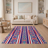 Vibrant Red Purple Teal Tribal Striped Rug