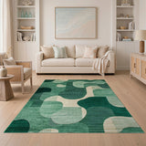 Abstract Green Organic Shapes Area Rug