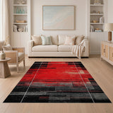 Geometric Modern Bold Red Geometric Grid Area Rug