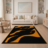 Fiery Orange Flames Geometric Area Rug