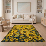 Vibrant Sunflower Meadow with Butterflies Rug