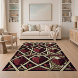 Red Hearts Woven Lattice Area Rug