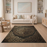 Opulent Gold Mandala Persian Rug
