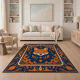 Ornate Orange Fox Portrait Area Rug