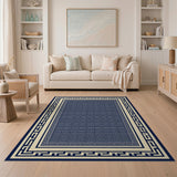 Geometric Modern Navy Blue Greek Key Geometric Area Rug