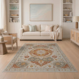 Ivory Rust Medallion Persian Area Rug