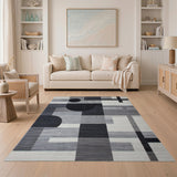 Bold Geometric Abstract Black White Area Rug