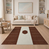 Brown Tan Woven Diamond Area Rug