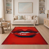 Red Bold Red Lips Geometric Area Rug