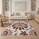 Maroon Purple Abstract Floral Area Rug