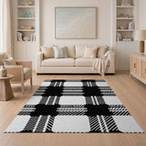 Geometric Modern Black and White Bold Black White Plaid Check Area Rug