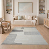 Modern Grey Geometric Stripe Area Rug