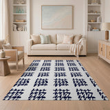 Blue and Teal Navy Geometric Abstract Area Rug
