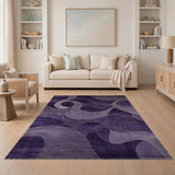 Purple Abstract Wave Abstract Area Rug