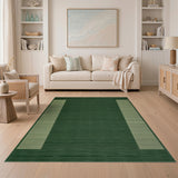 Emerald Green Textured Border Stripe Rug