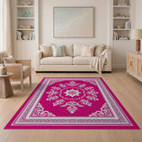 Pink Ornate Pink Persian Floral Area Rug