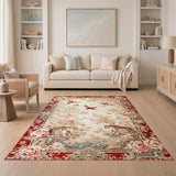 Red Floral Tiger and Bird Area Rug