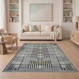 Grey Modern Grey Geometric Grid Area Rug