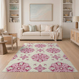 Pink Pink Floral Medallion Vintage Area Rug