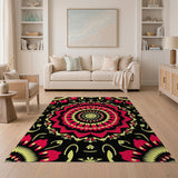 Multi-color and Patterns Boho Chic Vibrant Pink Mandala Boho Area Rug