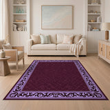 Purple Ornate Border Maroon Lattice Rug