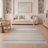 Beige and Neutral Beige Neutral Horizontal Striped Area Rug