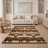 Bison Silhouette Heritage Rug in Brown Tan