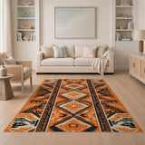 Vibrant Orange Southwestern Geometric Rug