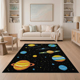 Multi-color and Patterns Retro Pixel Space Planets Area Rug