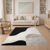 Black White Abstract Organic Shapes Rug