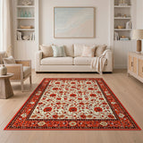 Opulent Red Floral Persian Area Rug