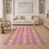 Hot Pink Daisy Meadow Area Rug