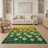 Purple Thistle Daisy Sunny Meadow Area Rug