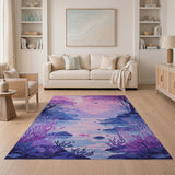 Purple Moonlit Sakura Fantasy Area Rug