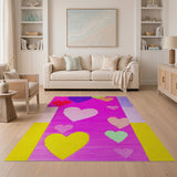 Playful Pixel Hearts Multi-Color Area Rug