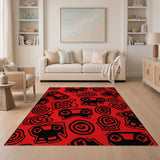 Bold Red Gaming Controller Skull Doodle Rug