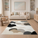 Abstract Neutral Layered Area Rug