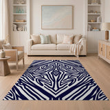 Navy Zebra Geometric Area Rug